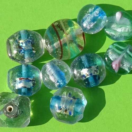 Lot de 15 perles destockées, verre, perl.4411