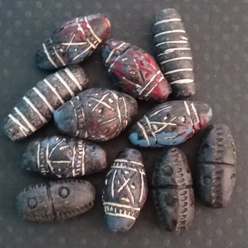 Lot de 11 perles terracotta, perl.4480