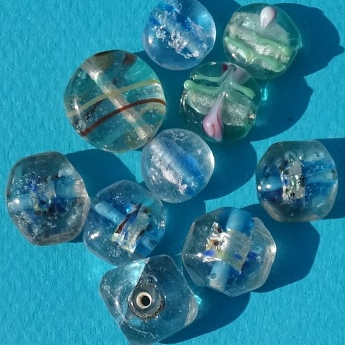 Lot de 15 perles destockées, verre, perl.4411