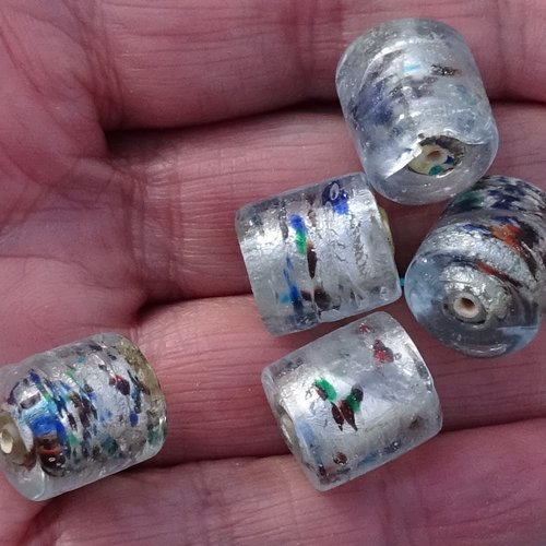 Lot de 5 perles vénitiennes, verre, perl.4428