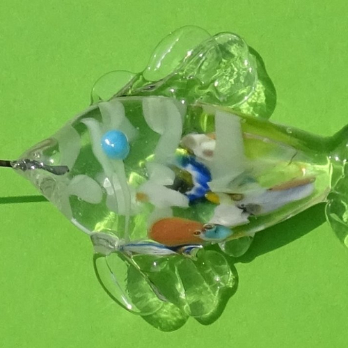 Headpin poisson, verre filé, lampwork, verre de murano, perl.4917