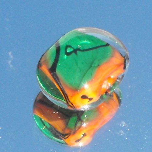 Perle lentille en verre de murano, lampwork, verre filé, perl.0483
