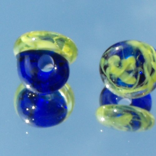 Lot de 2 boutons en verre de murano perl.1595