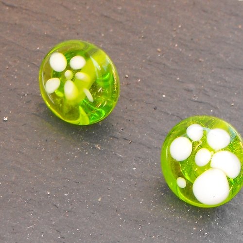 Lot de 2 boutons en verre de murano perl.1699