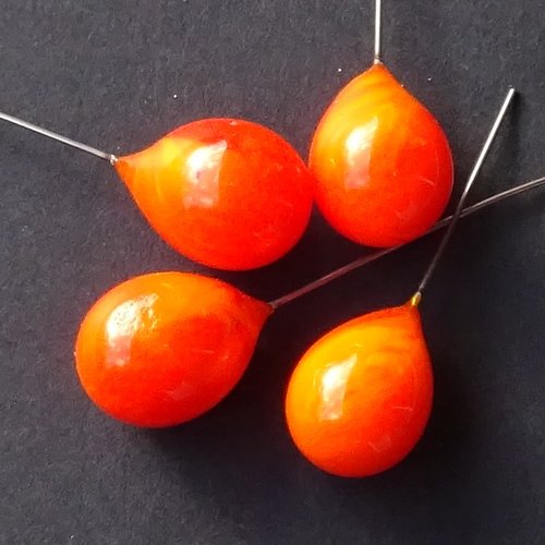 Lot de 2 paires de headpins verre filé, lampwork, verre de murano, perl.5271