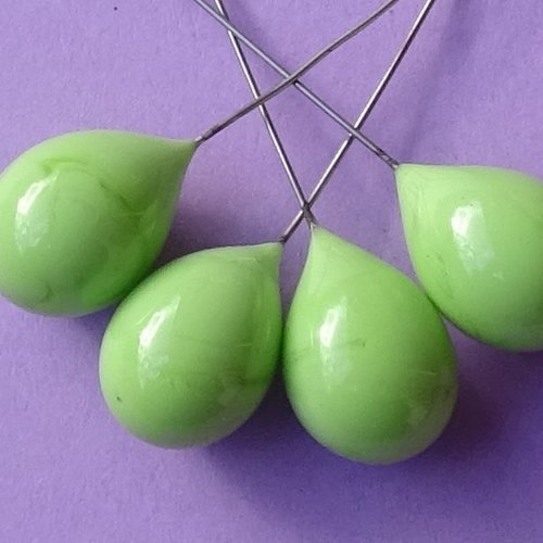 Lot de 2 paires de headpins verre filé, lampwork, verre de murano, perl.5272