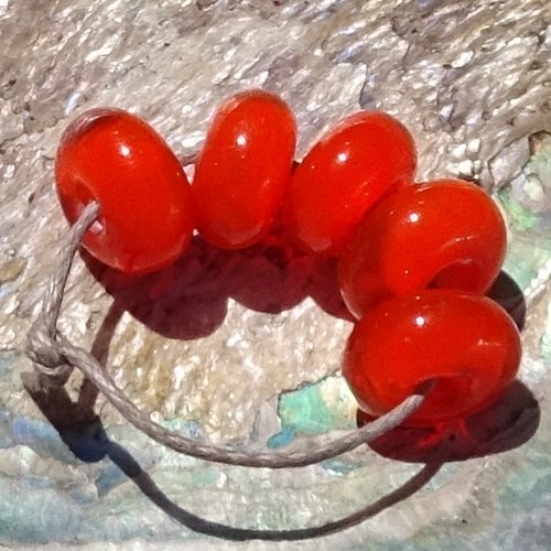 Lot de 5 perles intercalaires au chalumeau, lampwork, verre filé, murano perl.4965