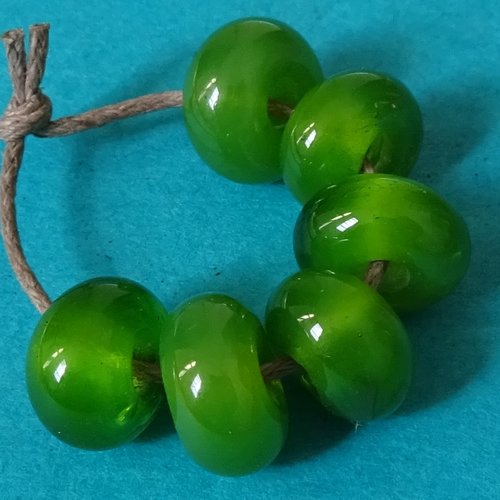 Lot de 6 perles intercalaires au chalumeau, lampwork, verre filé, murano perl.4835