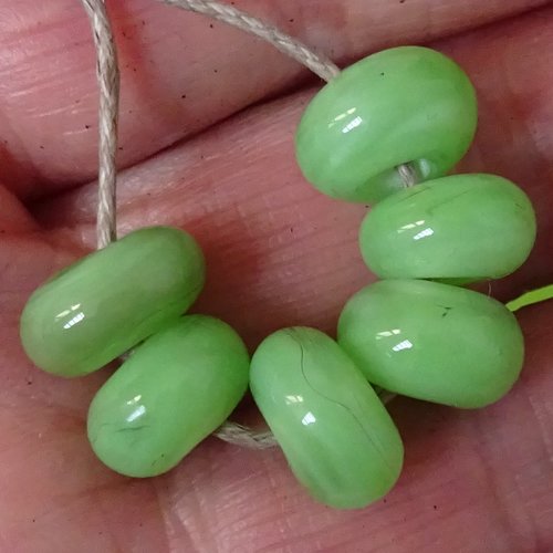 Lot de 6 perles intercalaires au chalumeau, lampwork, verre filé, murano perl.4836