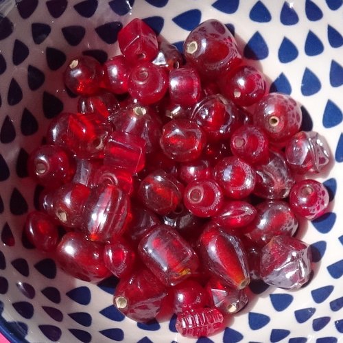 Lot de 15 perles destockées, verre, perl.6488