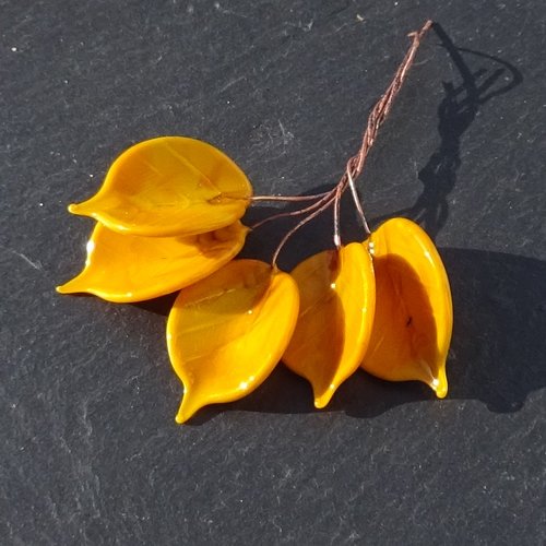 Lot de 5 headpins en verre filé, lampwork, verre de murano, perl.6493