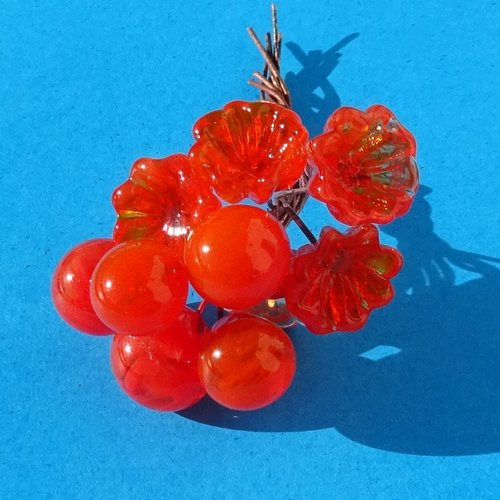 Lot de 10 headpins en verre filé, lampwork, verre de murano, perl.6496