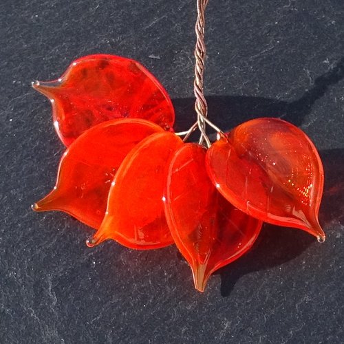 Lot de 5 headpins en verre filé, lampwork, verre de murano, perl.6498