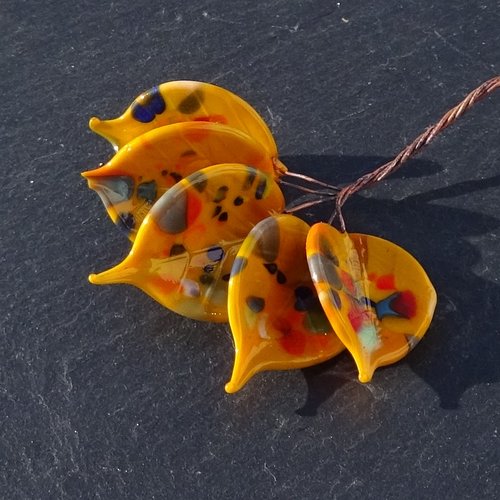 Lot de 5 headpins en verre filé, lampwork, verre de murano, perl.6499