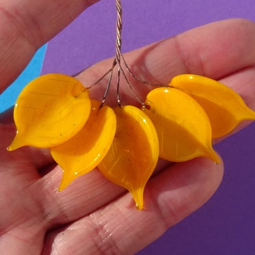 Lot de 5 headpins en verre filé, lampwork, verre de murano, perl.6500