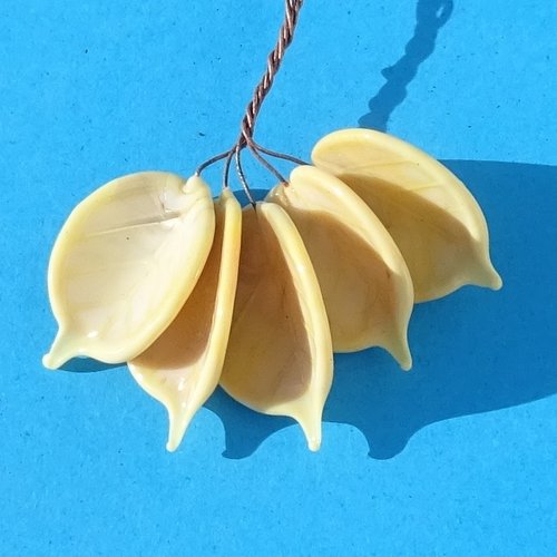 Lot de 5 headpins en verre filé, lampwork, verre de murano, perl.6505