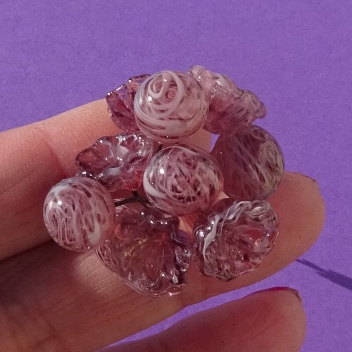 Lot de 10 headpins en verre filé, lampwork, verre de murano, perl.6507