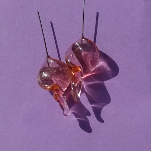 Duo de headpins en verre filé, lampwork,perl.5292