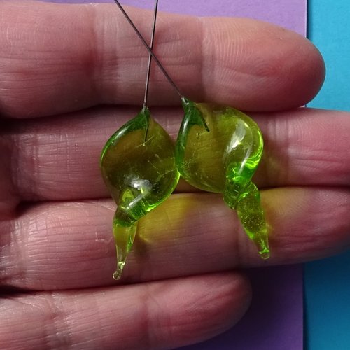 Duo de headpins en verre filé, lampwork,perl.5294
