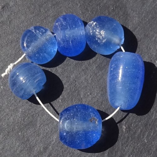 Lot de 6 grosses perles destockées, verre, perl.5649