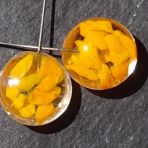 Headpins forme lentille, en verre filé, lampwork, verre de murano, perl.5659