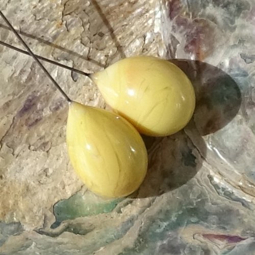 Duo de headpins en verre filé, lampwork,perl.5660