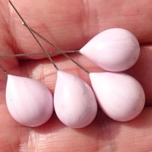 Lot de 2 paires de headpins verre filé, lampwork, verre de murano, perl.5667