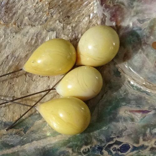 Lot de 2 paires de headpins verre filé, lampwork, verre de murano, perl.5668