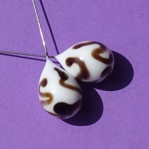 Duo de headpins en verre filé, lampwork,perl.5677
