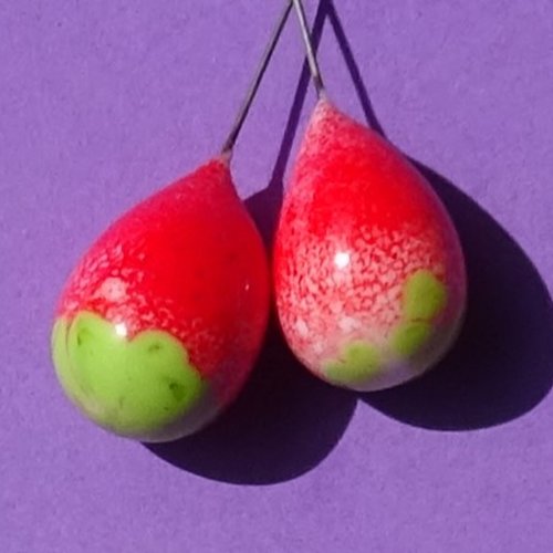 Duo de headpins en verre filé, lampwork,perl.5679