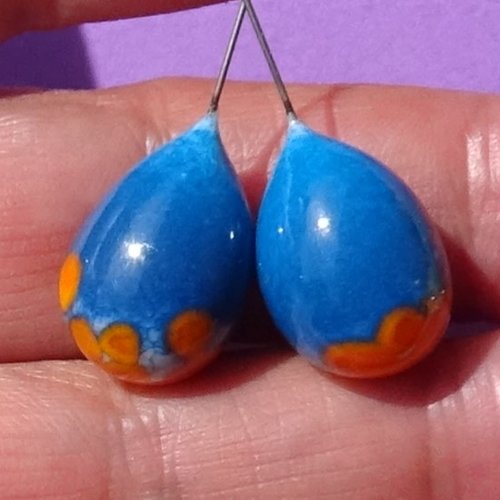 Duo de headpins en verre filé, lampwork,perl.5681