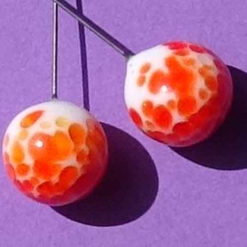Duo de headpins en verre filé, lampwork,perl.5685