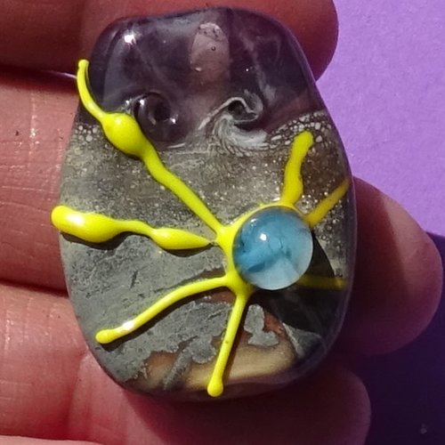 Jolie perle focale, verre de murano, lampwork, verre filé,  perl.5692