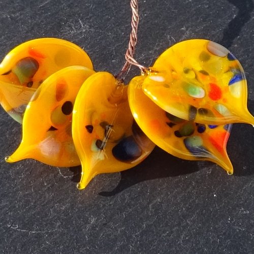 Lot de 5 headpins en verre filé, lampwork, verre de murano, perl.6511