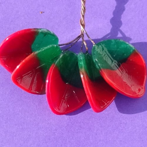 Lot de 5 headpins en verre filé, lampwork, verre de murano, perl.6512