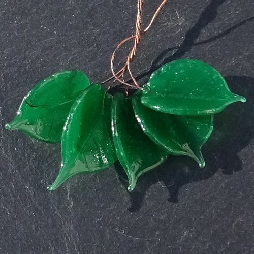 Lot de 5 headpins en verre filé, lampwork, verre de murano, perl.6513