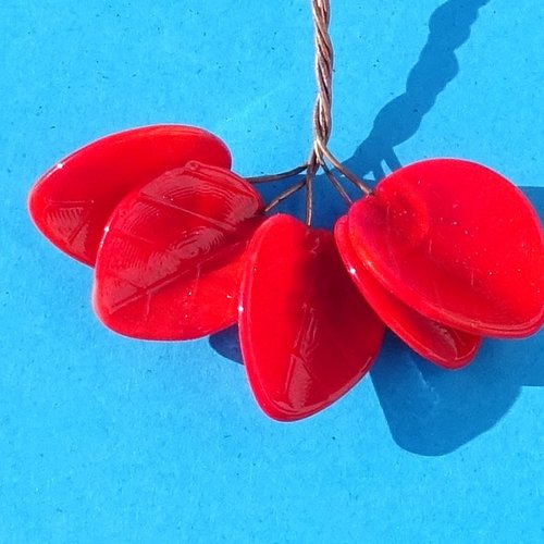 Lot de 5 headpins en verre filé, lampwork, verre de murano, perl.6514