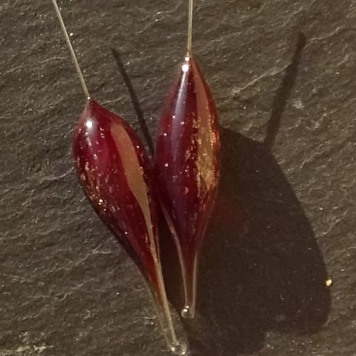 Duo de headpins en verre filé, lampwork,perl.5722