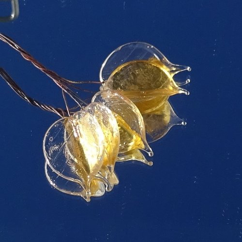 Lot de 5 headpins en verre filé, lampwork, verre de murano, perl.6529