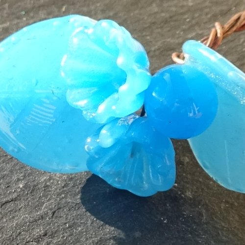 Headpins en verre filé, lampwork, verre de murano, perl.5739