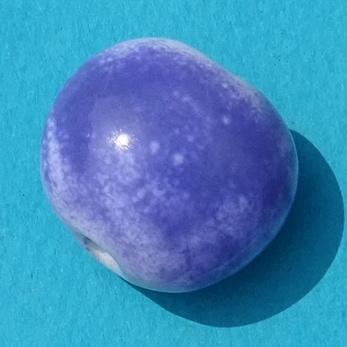 Perle plate en verre de murano, lampwork, verre filé, perl.4907