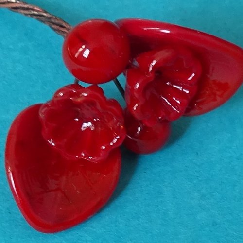 Headpins en verre filé, lampwork, verre de murano, perl.4830