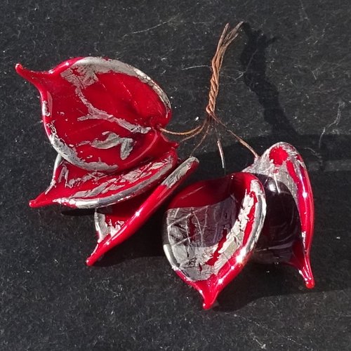 Lot de 5 headpins en verre filé, lampwork, verre de murano, perl.6534