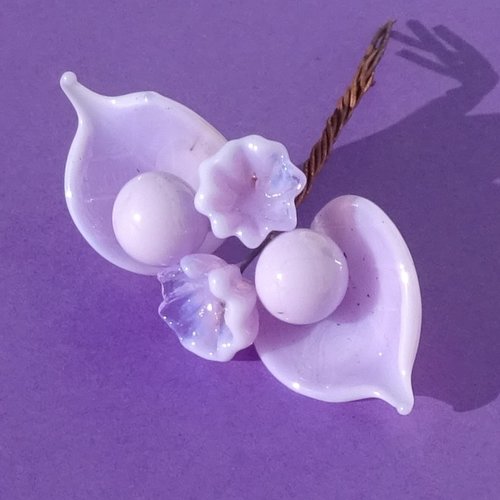 Headpins en verre filé, lampwork, verre de murano, perl.6537