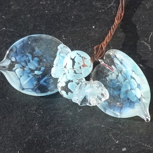 Lot de 5 headpins en verre filé, lampwork, verre de murano, perl.6538