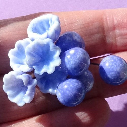 10 headpins en verre filé, lampwork, verre de murano, perl.5306