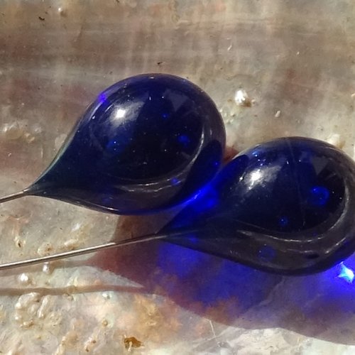 Duo de headpins en verre filé, lampwork,perl.5326