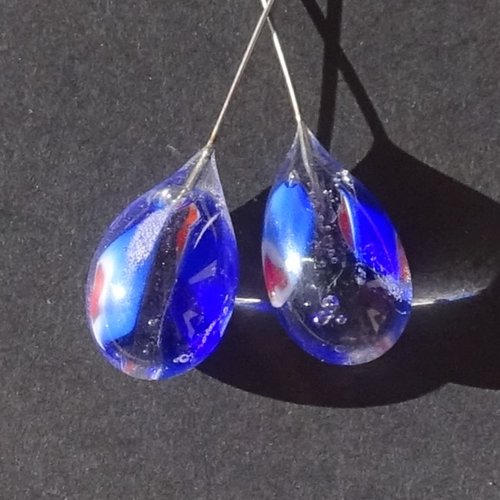 Duo de headpins en verre filé, lampwork,perl.5329