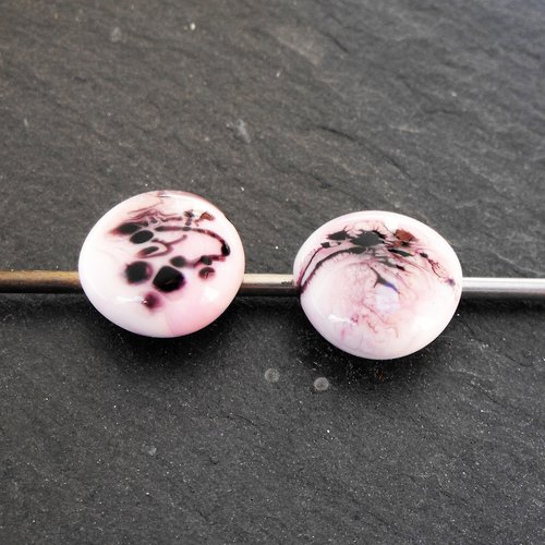 Lot de 2 boutons en verre de murano perl.2090