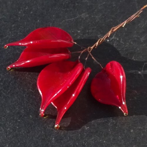 Lot de 5 headpins en verre filé, lampwork, verre de murano, perl.6540
